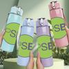 1PC PSB Green Circular Letter Logo Print 750ml Colorful Plastic Sports Water Bottle Leakproof Pop Up Lid with Straw for Outdoor Work Home Use
