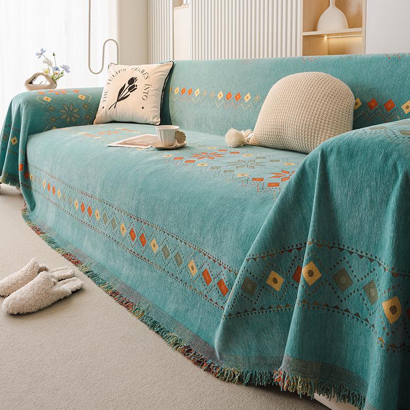 1pc Sofa Towel Bohemian Four Seasons Universal Cover Towel Ethnic Anti-Cat Scratching Sofa Cover Cloth Cream Style Light Luxury Universal Cover