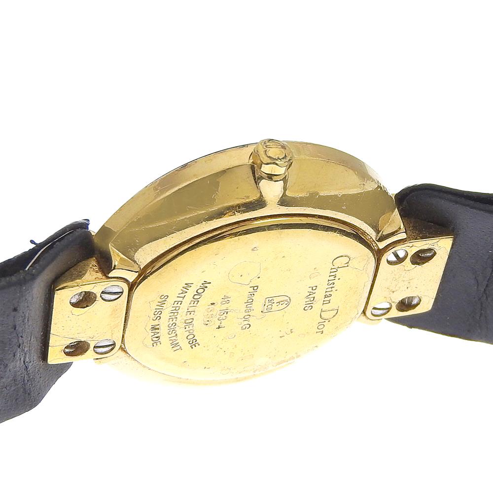 Dior Bakira Watches 46.153-4 blackDial Plated Gold/leather Quartz Analog display Women Used