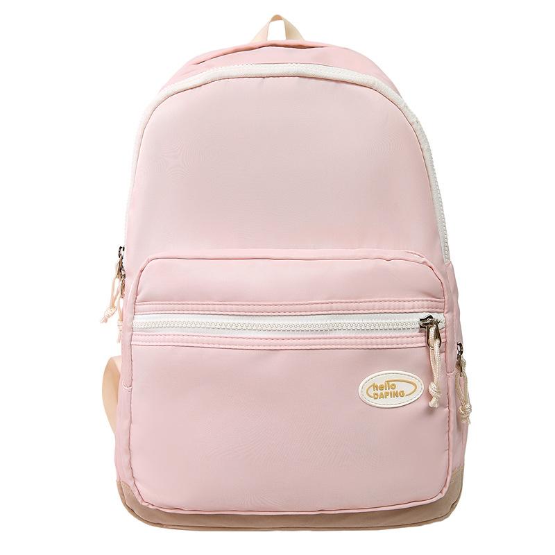 

Рюкзак для ученика средней школы, женский рюкзак большой вместимости с цветовым контрастом, легкий дорожный рюкзак розовый