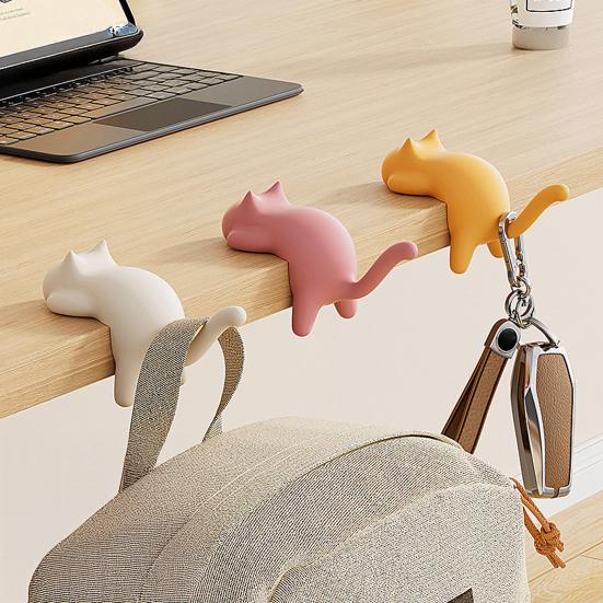 1/3Pcs Cute Cat Shaped Hook Table Handbag Hanger Strong Load-bearing Multipurpose Heavy