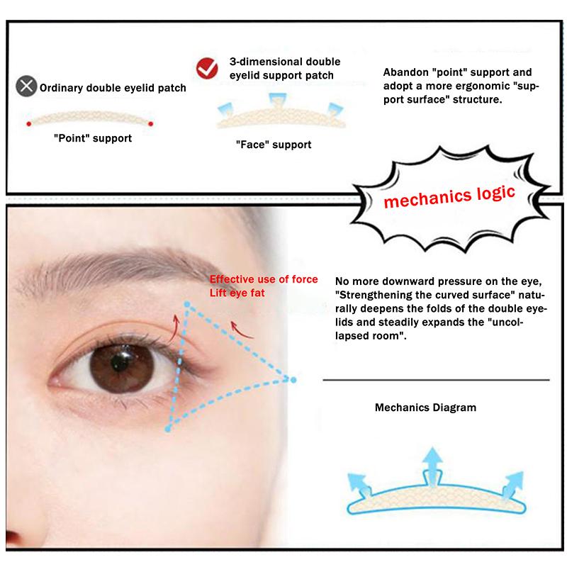 Double Eyelid Tape Sticker With Auxiliary Tool Invisible Fold Eyelid Paste Clear Beige Stripe Self-Adhesive Natural Eye Makeup