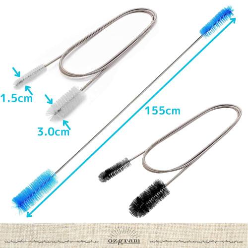 Ozgram Drain Pipe Cleaner (Black) - Aquarium Wire Pipe Brush, Flexible Brush, Cleaning, Flexible, Plumbing, Drains, Outlets, Long, 155cm, Stainless St