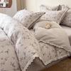 French Retro Jacquard Linen Bedding Set with Cotton Lace Trim - Luxury Princess Style