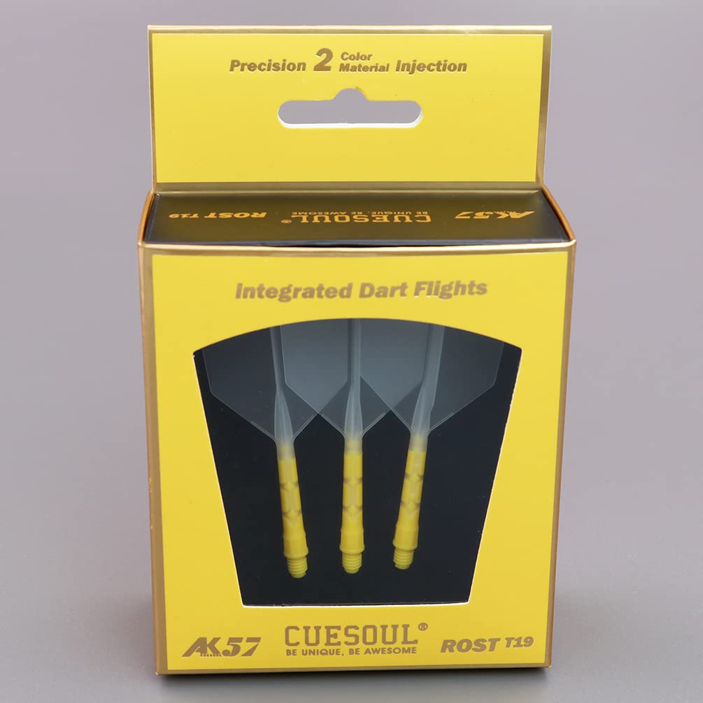 CUESOUL ROST T19 Integrated Shaft Big Wing Clear Flight Yellow Medium Set of 3 Flight, Shape, Two-Tone Color, + Shaft, Size, (CS-AK579-5M)