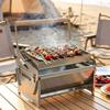 Klappbarer 360° drehbarer Stahlgrill Abnehmbares Grillrost Holzgriff Kleiner Grillrost Rostbeständig Belüftungslöcher