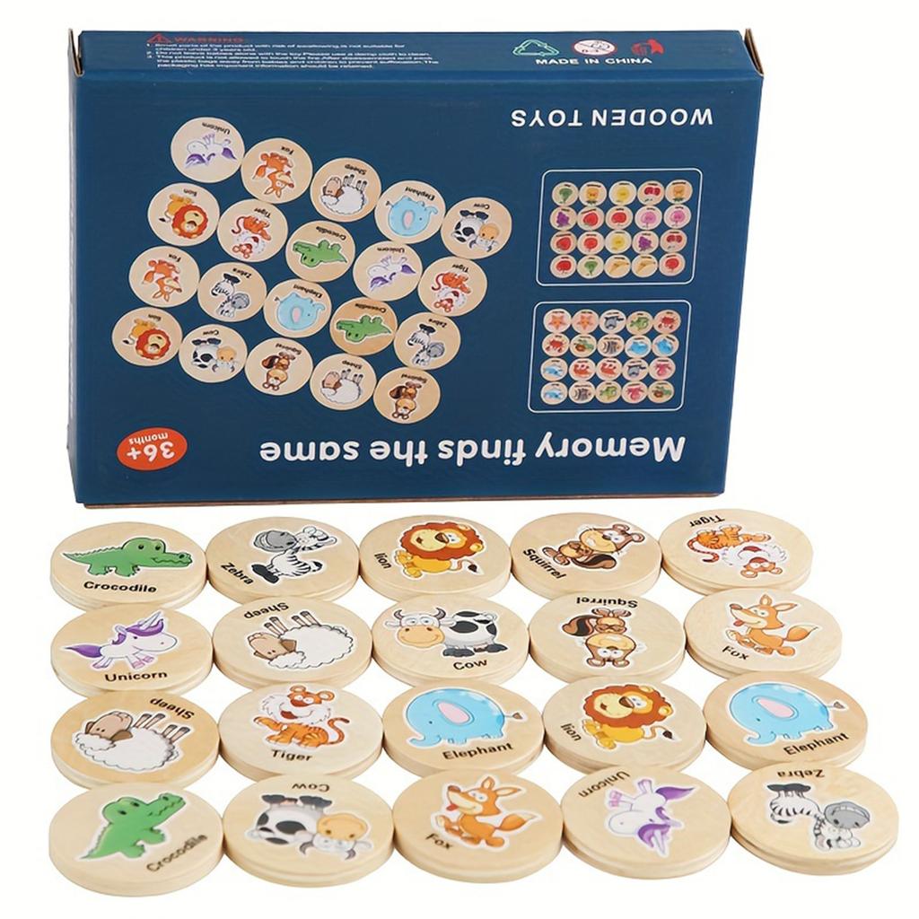 Teen Memory Matching Game, Wooden Cards, Enhances Concentration And Learning, Perfect Gift For Kids