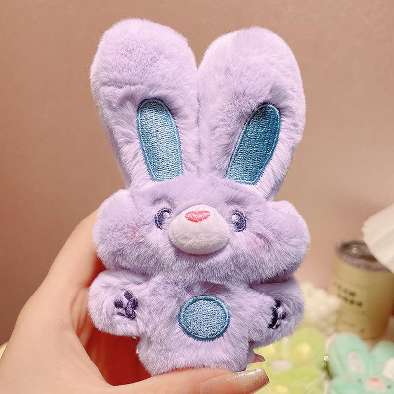 Cute Girl Plush Front Rabbit Wangwang Keychain Exquisite Rabbit Schoolbag Pendant Car Key Chain Gift