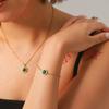 Vintage Turquoise Jewelry Set Stainless Steel Necklace Bracelet Earrings Elegant Versatile Titanium Steel Accessories
