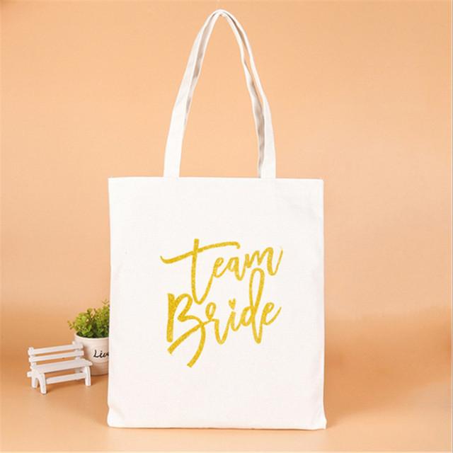 Decorazione di nozze Team Bride To Be Borsa in cotone e lino Borse regalo per damigella d'onore Regalo per addio al nubilato Forniture per addio al nubilato