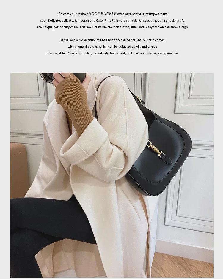 "2025 Women's Fashion Genuine Leather Single Shoulder Bag with Lock – Underarm Style Casual Handbag”