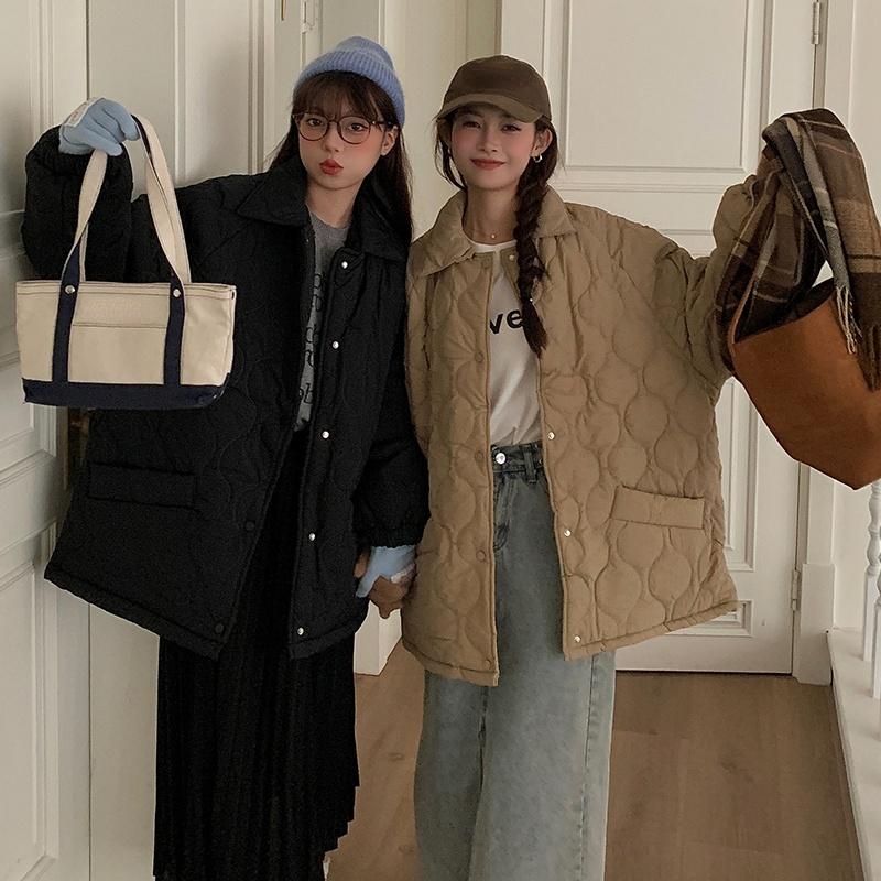 2024 Sweet Color Casual Lamb Wool Coats Women Korean Fashion Cotton Padded Jacket Female Autumn Winter Long Sleeve Single Breasted Warm Solid Parkas