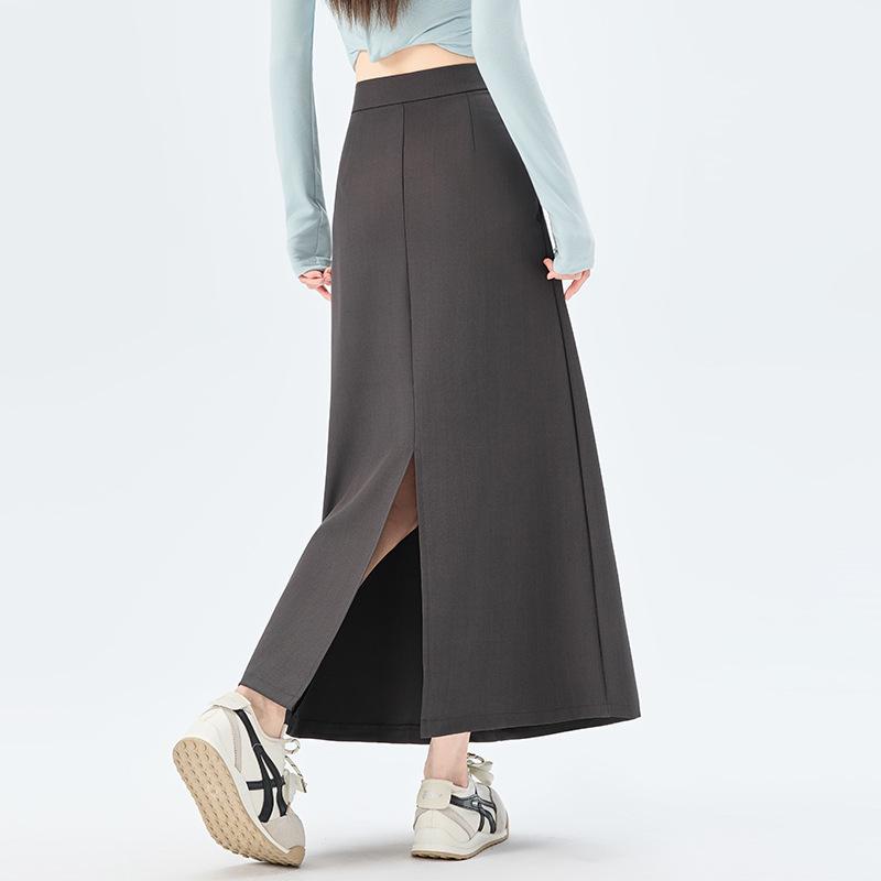 Strappy Flowy Women's A-line Bodycon Midi Skirt with High Waist & Back Slit - Spring 2026