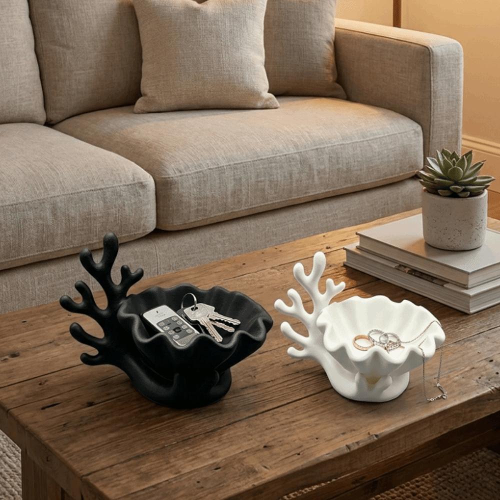Multi-Purpose Jewelry Storage Tray Coral Shell Shape Key Storage Box Decorative Dish  Bedroom