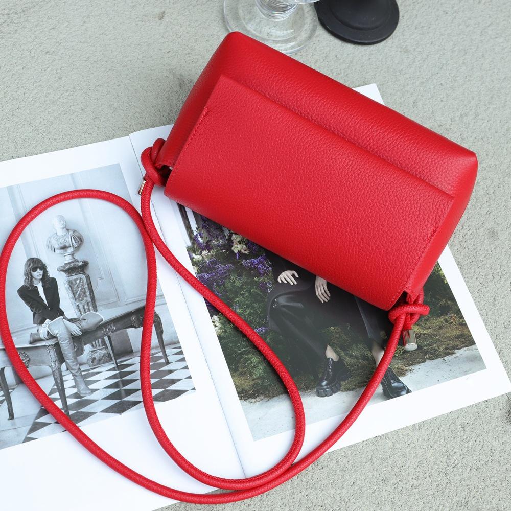 Fashion Versatile Leather Small Square Bag High Sense First Layer Cowhide Natural Fall Flip Bag Shoulder Messenger Bag Bag