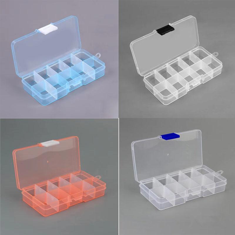 10 Grids Storage Box Container Jewelry Bead Case Organizer Boxes Case Compartments Plastic Transparent Detachable Organizadores