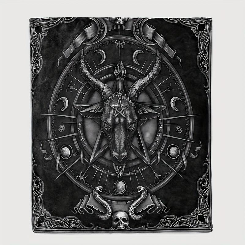 Goat Head Horror Flannel Blanket – Vintage Tear-Resistant Throw – Hypoallergenic Quilted Design – Multipurpose Home Decor