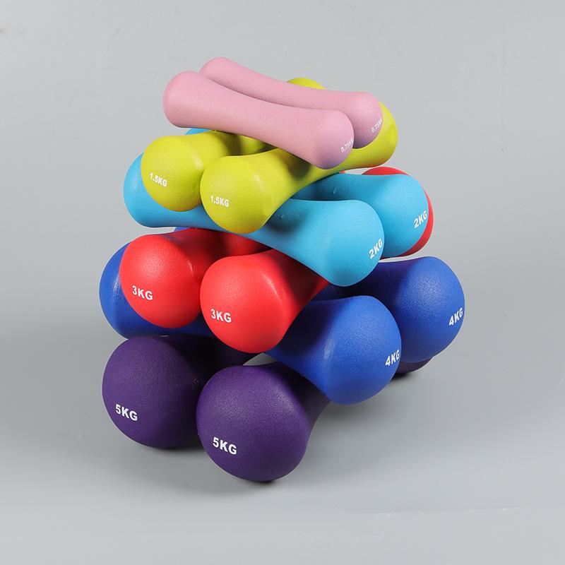 Dip-Coated Solid Cast Iron Dumbbell, Women's Fitness Equipment, Single Piece, Candy Color