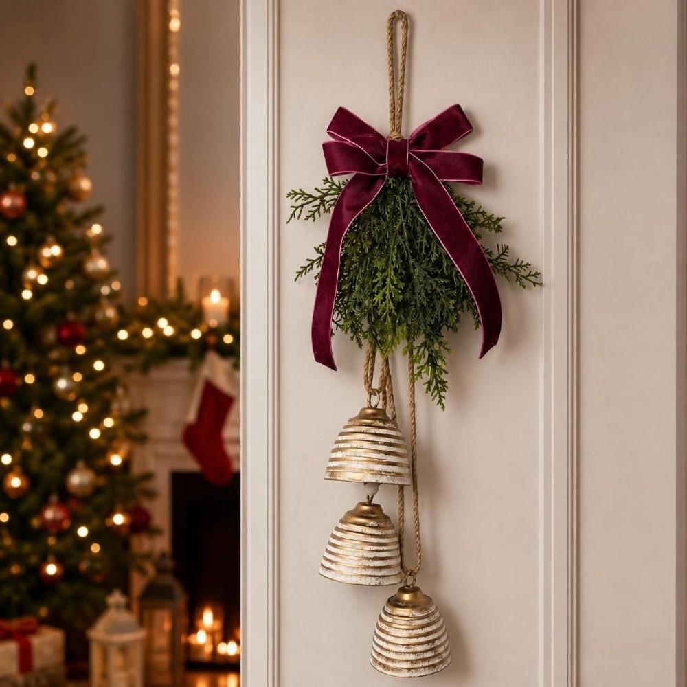 Creative Christmas Bell Pendant Crisp Sound Bowknot Xmas Tree Pendant Portable Exquisite Christmas Decoration Bells