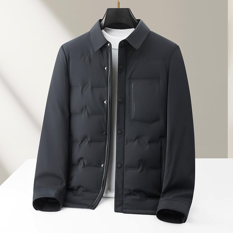 Mens Winter Down Jacket Lightweight Style Turn-Down Collar Casual Warm Coat 85% Nylon 81-85% Duck
