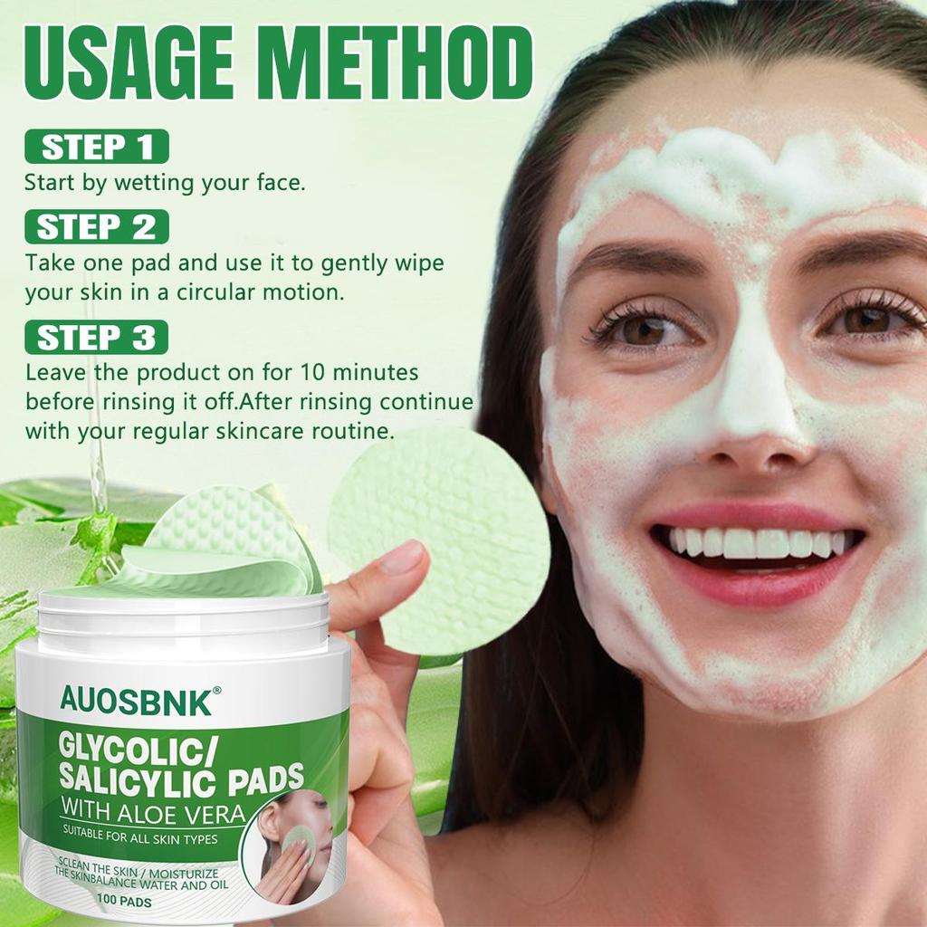 Aloe Salicylic Acid Pads For Face, Exfoliating Pads For Acne Prone & Oily Skin, Gently Cleanses To Prevent Breakouts  And Blackhead Removal-60Pcs