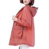 Women's Long Plus Size Hooded UV Resistant Jacket with Pockets