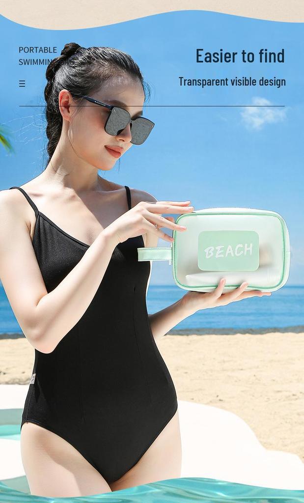 Transparent Waterproof Toiletry Bag - Large Capacity for Men, Wet/Dry Separation, Swimsuit Storage, Portable Travel Organizer