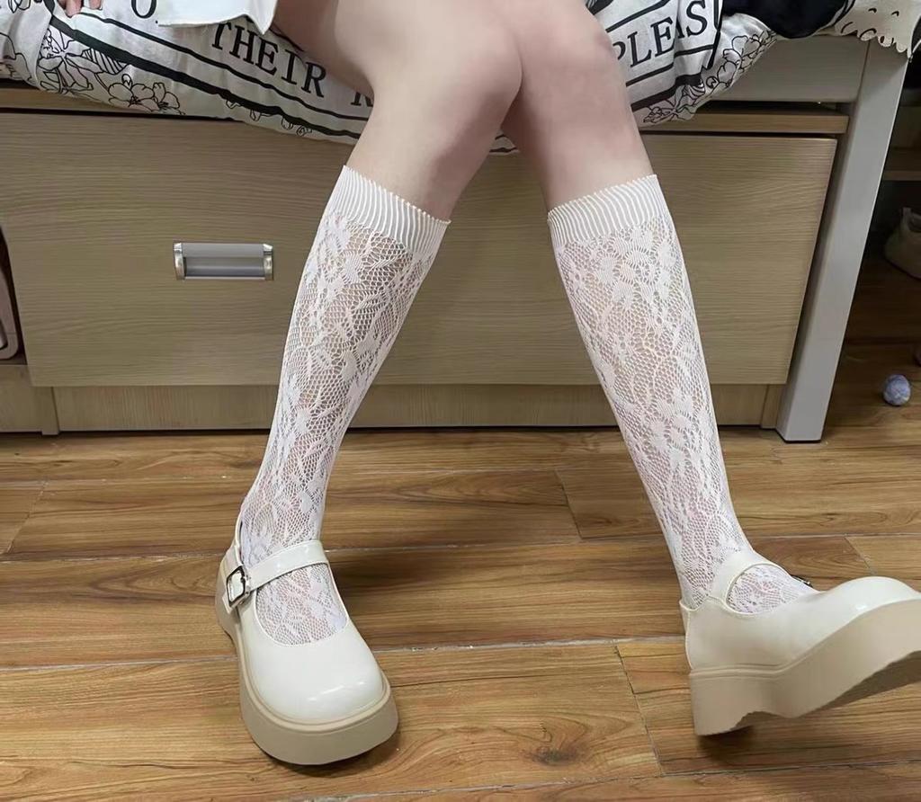 Lace medium tube socks for women Lolita calf socks JK Japanese cute sweet long tube thin Lolita stocking