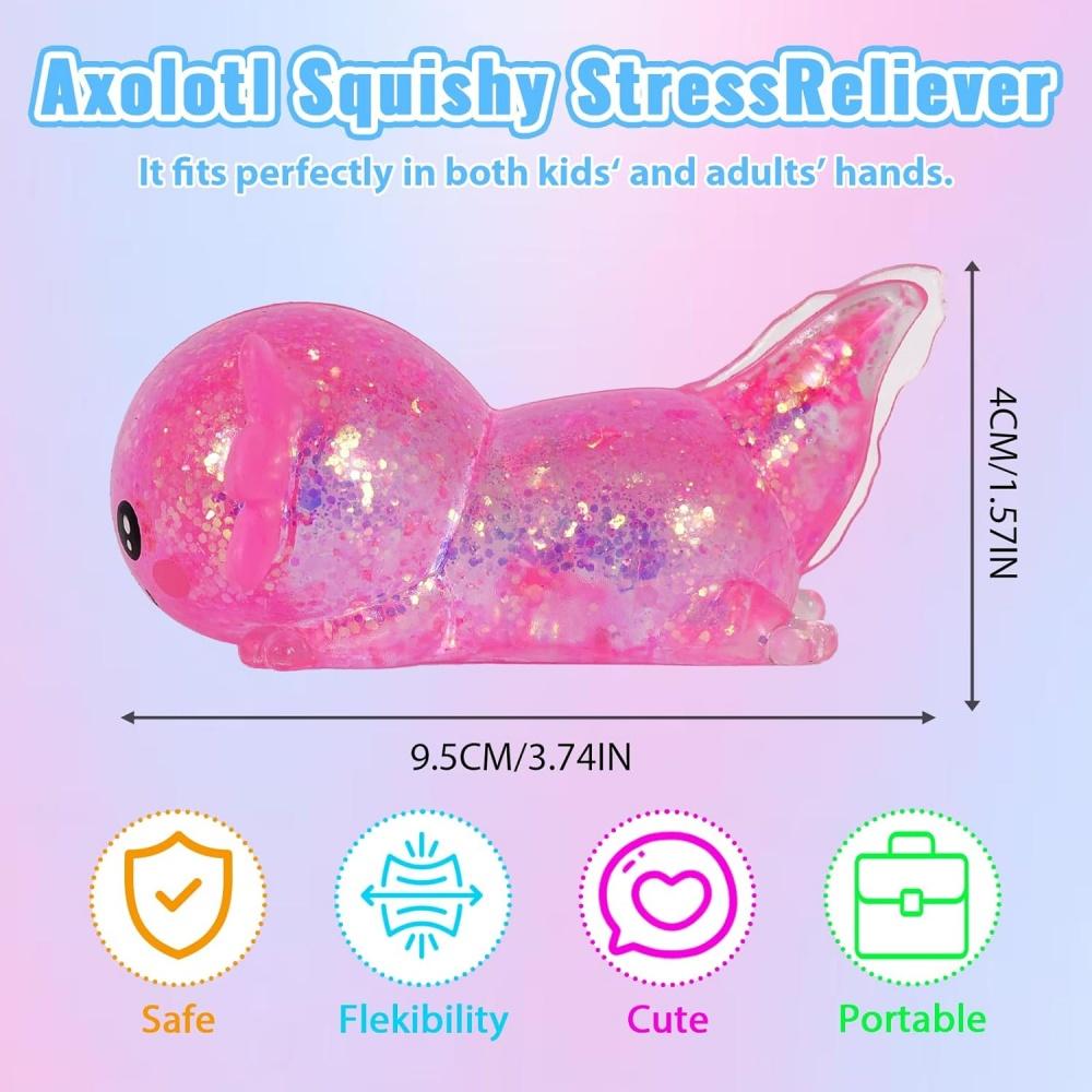 Axolotl Squishy Toy Cute Slow Rising Fidget Toy Soft Squeeze Sensory Toy for Kids and Adults Stress Ball for Anxiety and Focus