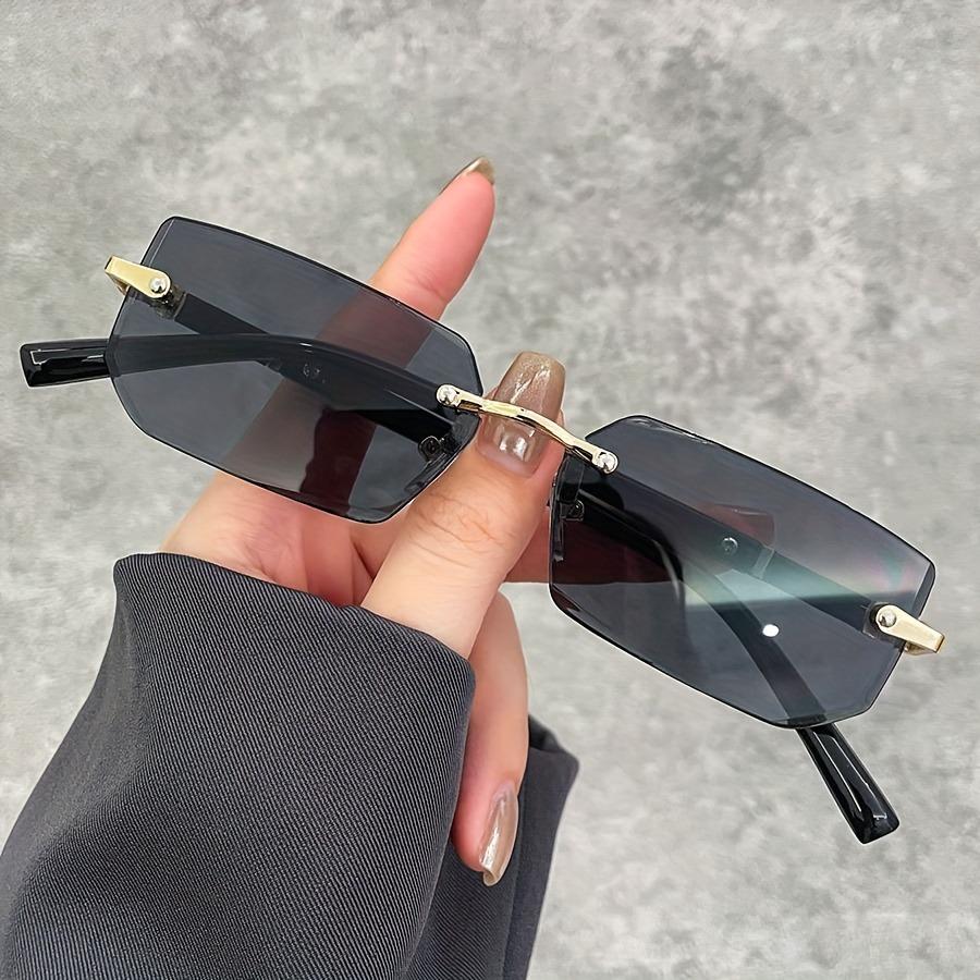 

Luxury Frameless Business Rectangular Gradient Lenses for Men and Women s Fashion Glasses черный серый