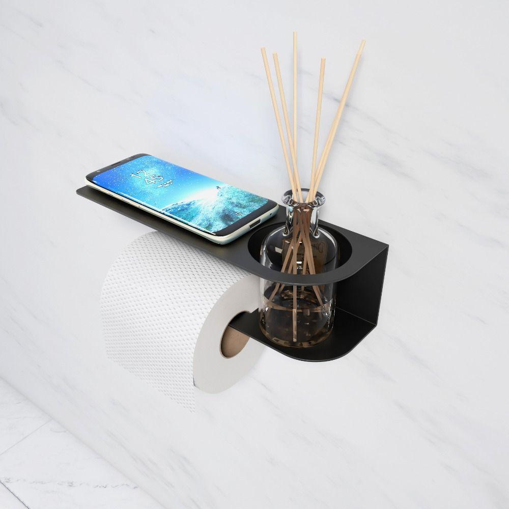 Stal Węglowa Uchwyt na Papier Toaletowy Montowany na Ścianie Wygodny Uchwyt na Rolkę Toaletową Pyłoszczelny Odporny na Wilgoć Stojak na Papier Toaletowy