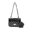 IELGY women's patent leather square bag, versatile tofu bag, high-end silver diamond shoulder chain bag.