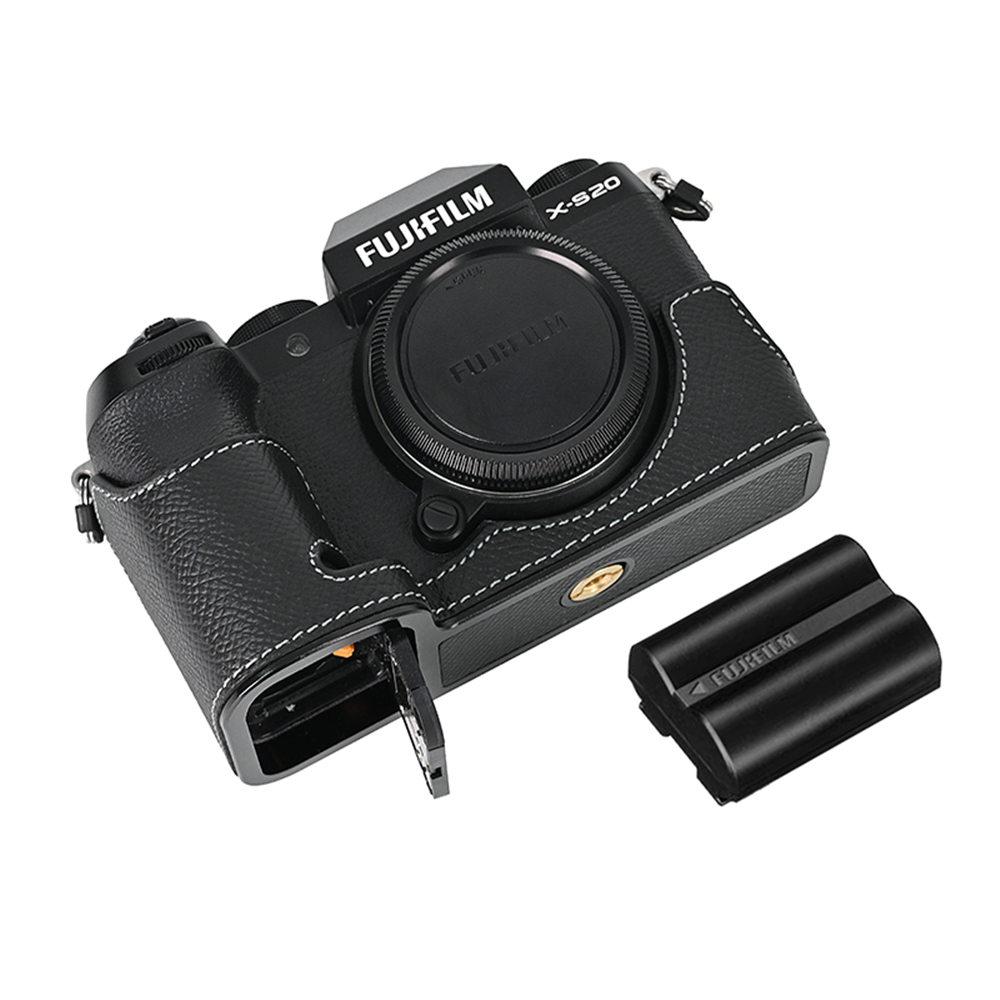 Aluminum Metal Genuine Leather Camera Half Body Case For Fujifilm X-S20 Fuji XS20 Battery Opening Bottom Cover