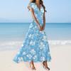 Boho Dress For Women Casual Loose Fit Summer Sundress Floral Print Dress With Pocket