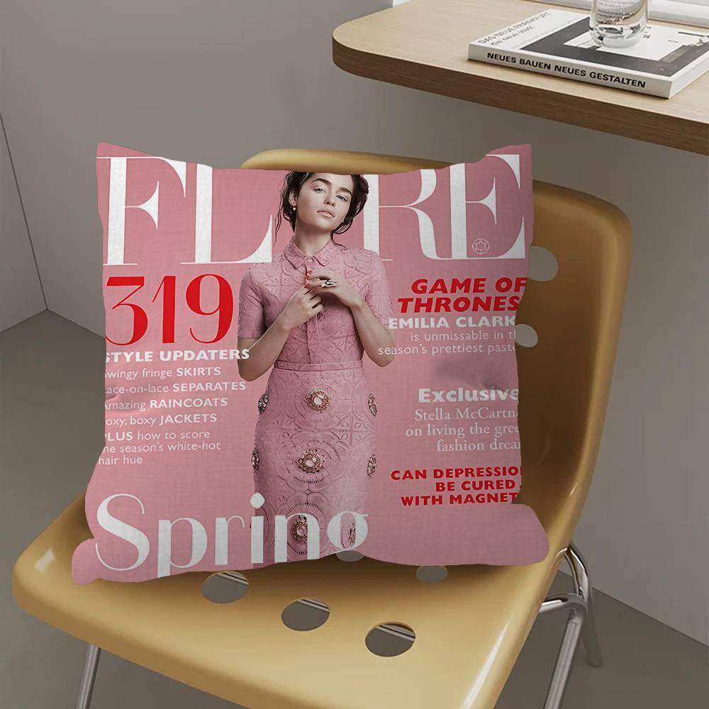 E-Emilia C-Clarke Cushion Cover Car Throw Pillow Case For Sofa Car Christmas Gift 40x40cm 45x45cm