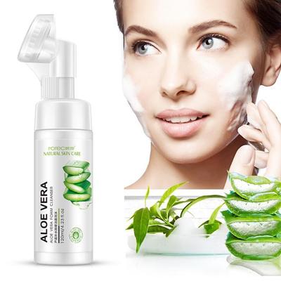 Aloe Vera Face Cleaner Foam with Face Cleansing Brush Exfoliating Deep Cleansing Hydration Blackhead Removal Facial Skin Care