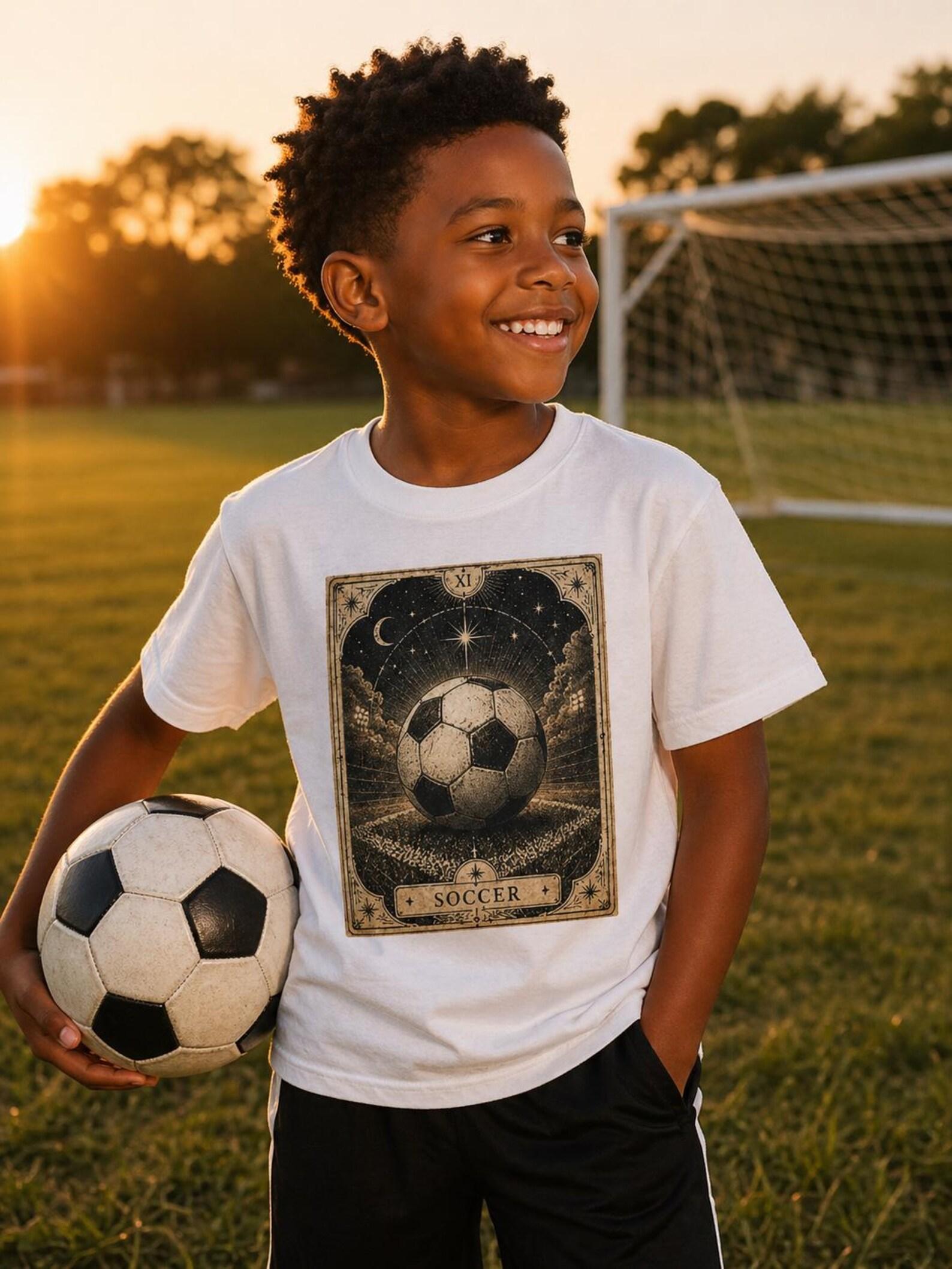 Vintage Soccer Card Kids Tee | Retro Soccer Ball Illustration 130