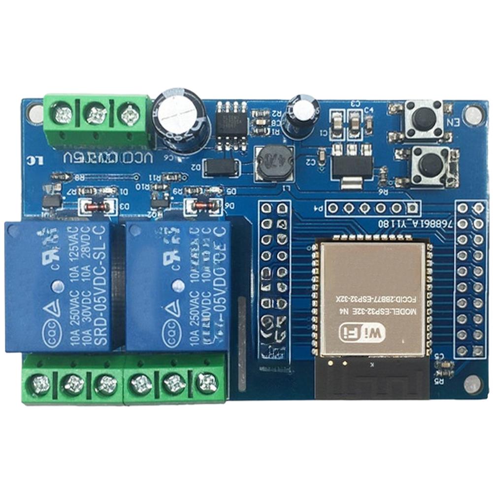 FOR ESP32 Dual WiFi Relay Module DC5-60V Power FOR ESP32 -WROOM Development Wide Voltage Input Supports DC 5-60V Power Supply