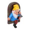 Elf Out The Door Gnome Tree Statue Resin Gnome Holding Monocular Hanging Tree Sculpture for Garden Patio Yard Lawn Decor