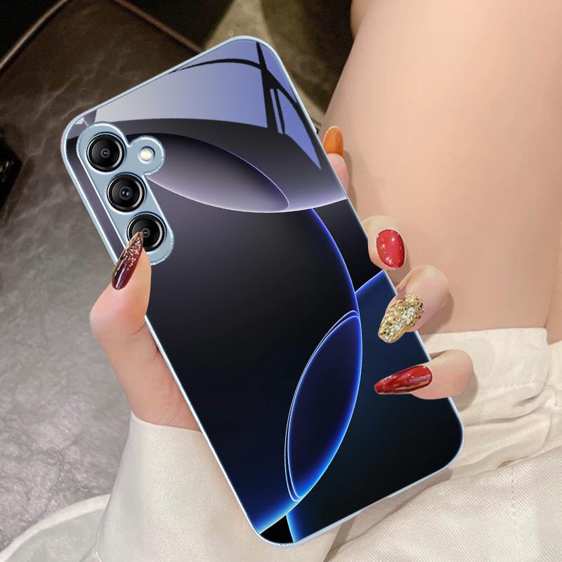 Geometric Semicircle For Samsung Galaxy A14 4G 20 30 52 20S 21S 22 A32 33 34 42 50 51 53 54 70 71 72 73 5G Glass Phone Case
