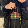 Original design retro messenger bag plaid portable earphone bag mother and child bag, spring Maillard style woman