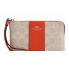 Coach Signature Canvas Zip Wristlet with Orange Stripe & Wrist Strap for Daily Use