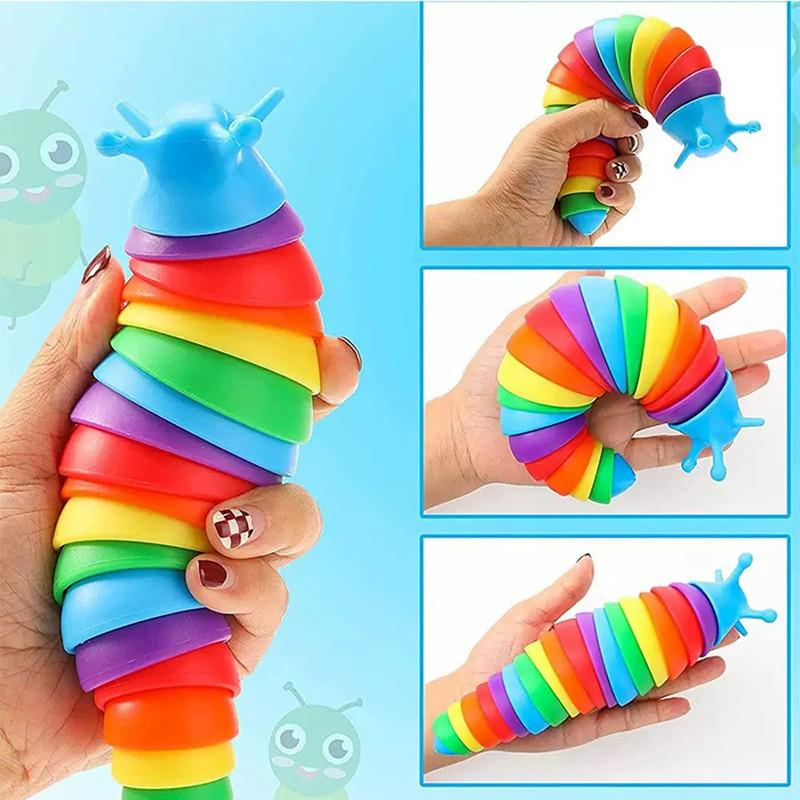 1pcs Random Colorful Slug Caterpillar Stress Relief Toy Strange Slug Puzzle Simulation Decompression Toy