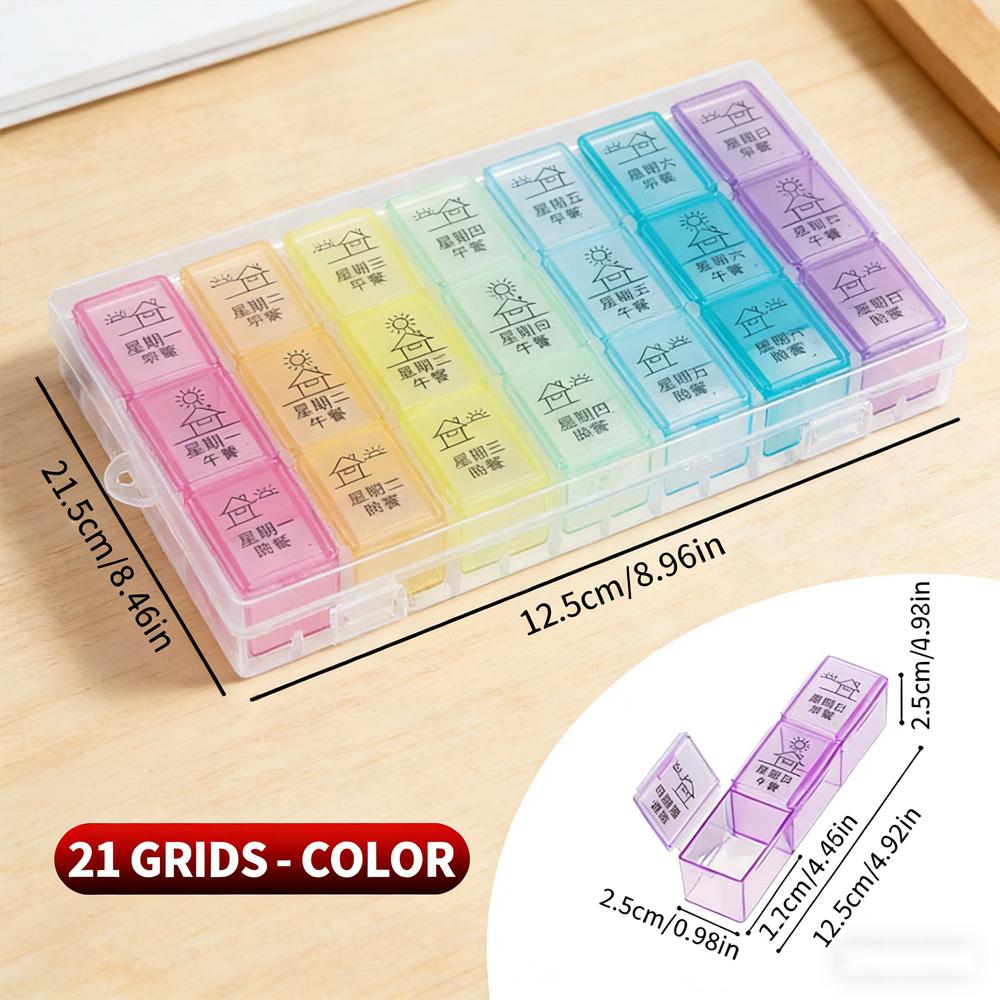

Weekly 21 Grids Detachable Pill Organizer Portable Medicine Storage Box for Home Travel Daily Use