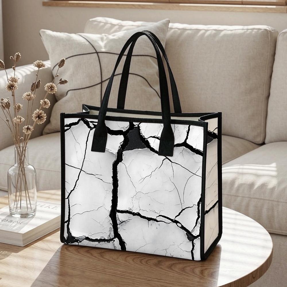 Crack Pattern Tote Bag Large Capacity Casual Shoulder Bag for Daily Use Shopping Travel