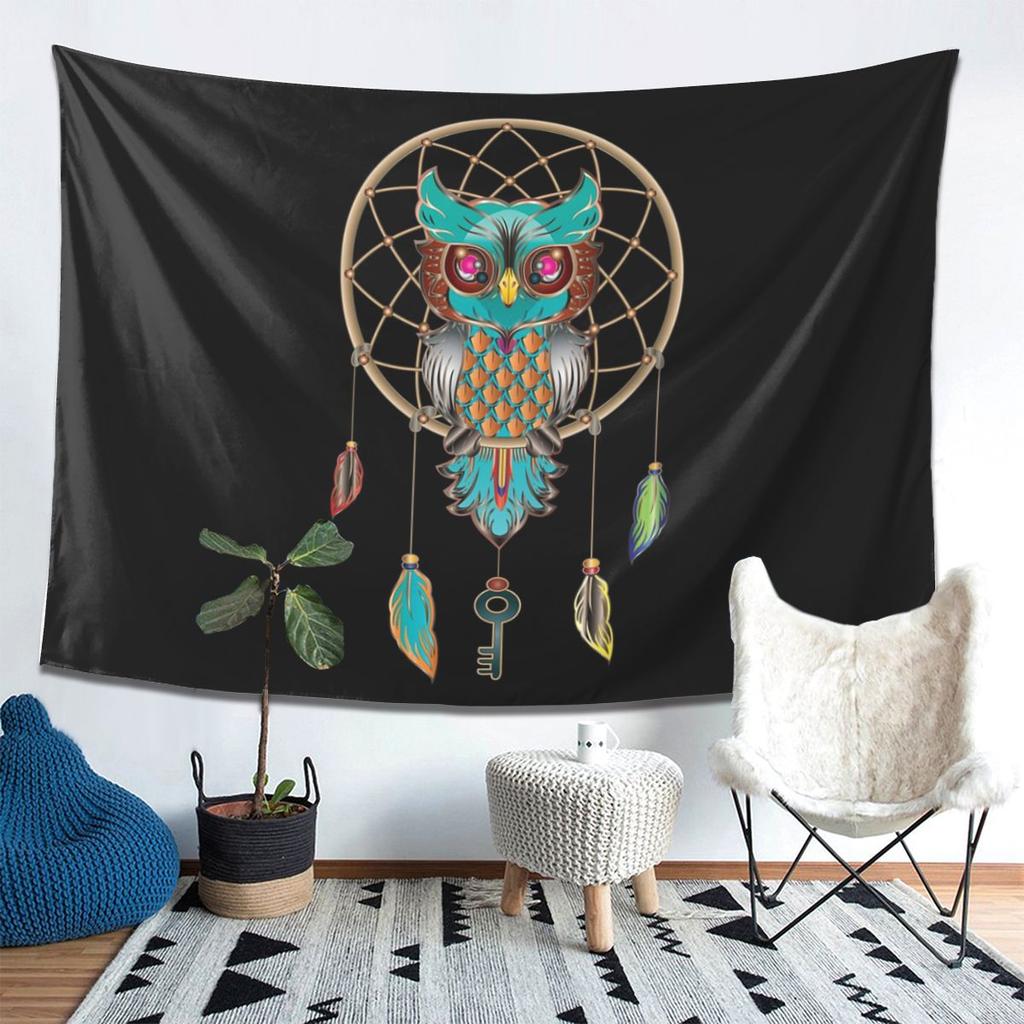 Native Mandala Owl American Tapestry Decoration Art Aesthetic Tapestries for Living Room Bedroom Home Wall Cloth Wall Hanging