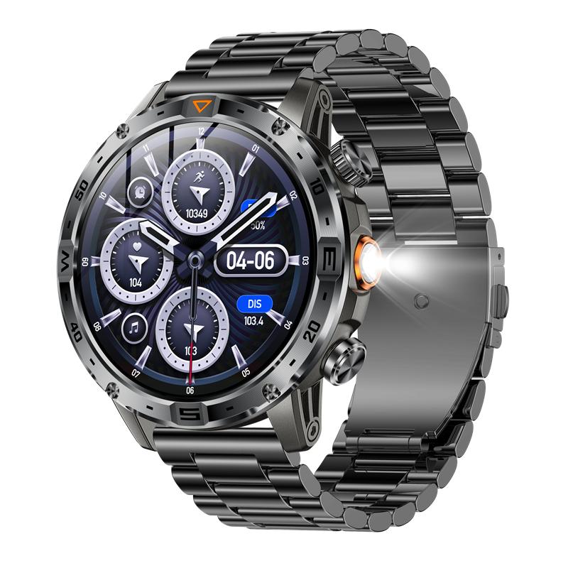 AK91 Men Smart Watch Compass Flashlight Outdoors Multi-Sports Fitness Tracker BT Calling 1000Mah Large Battery Smartwatch