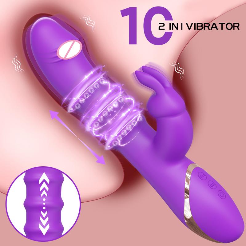 Telescopic Vibrator Women Clitoris G Spot Stimulator Thrusting Beads Rabbit Vibrator Dildo Female Masturbation Adult Sex Toys