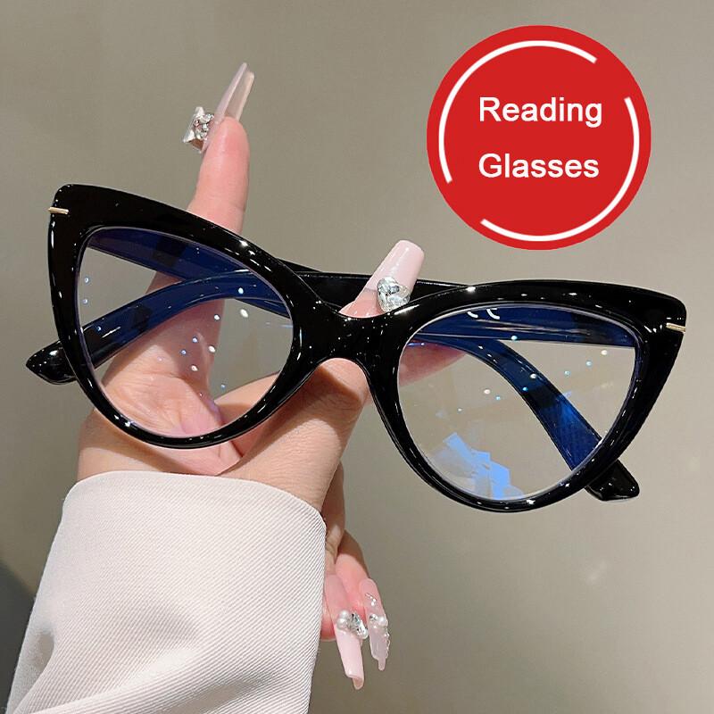 

Blue Light Blocking Cat Eye Reading Glasses For Women Luxury Designer Black Presbyopia Eyeglasses Prescription Diopters Plus Presbyopia400