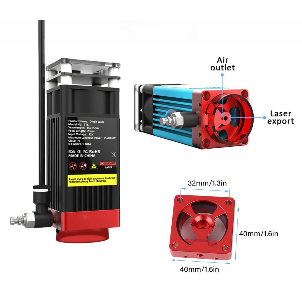 TwoTrees Air Assist Pump Adjustable Airflow Low Noise Air Assist Kit for Laser Engraving Cutting Machine 10-30L/Min